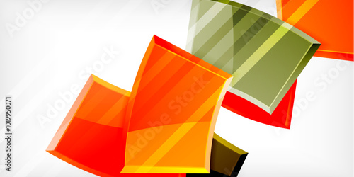 Round 3d shapes, plates background. Creative composition design template