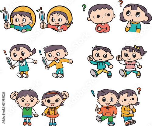 いろんなポーズの子供たちセット