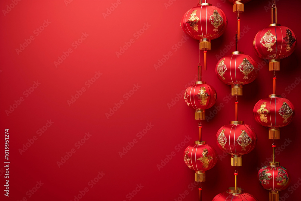 Beautiful greeting card with holiday composition for celebrate chinese festival of lanterns Beautiful greeting card with holiday composition for celebrate chinese festival of lanterns