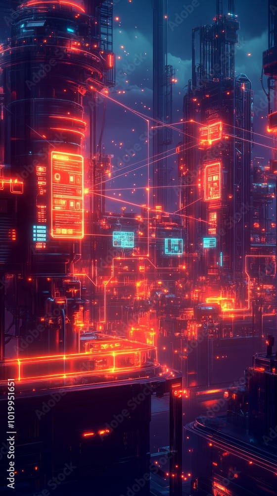 Obraz premium The Connected Factory, Digital Supply Chain Management