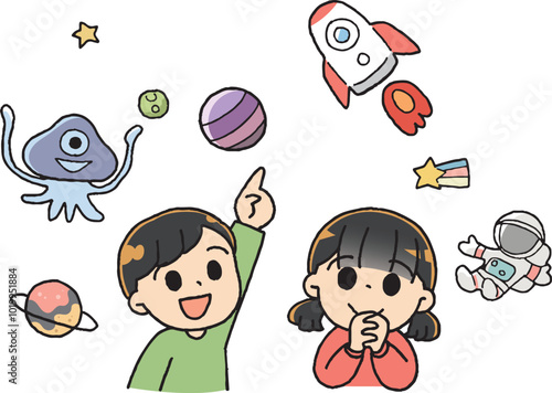 宇宙について考える子供達
