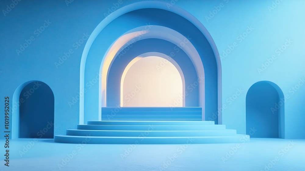 Fototapeta premium Abstract blue gradient luxury studio empty background