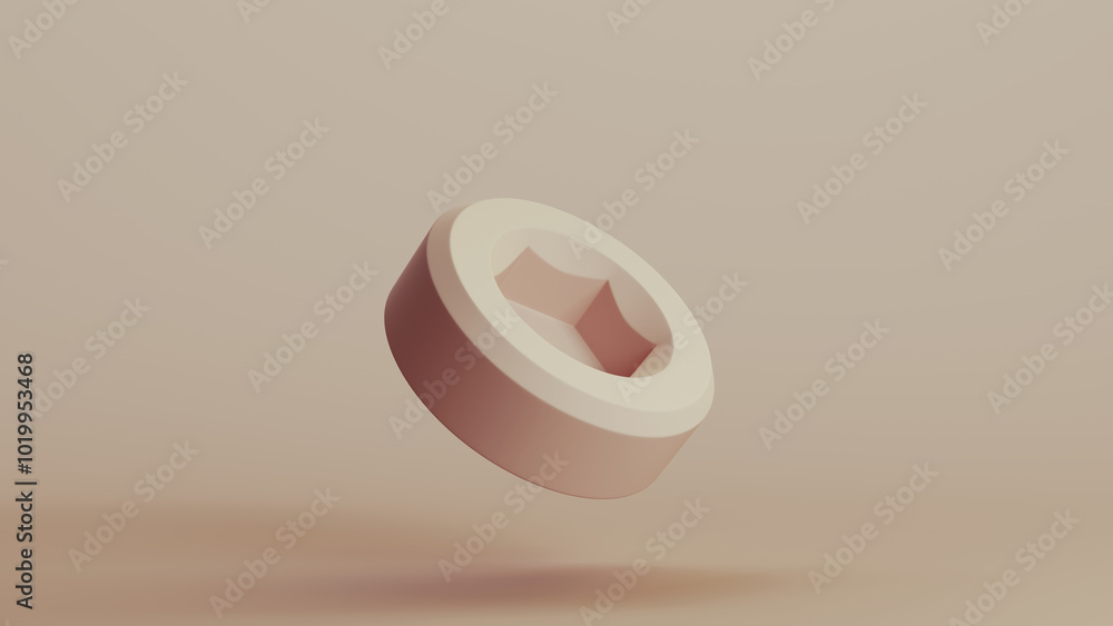 Beige bionic hardware bolt nut shape component technology design element neutral monochrome soft tones skin tones background 3d illustration render Beige bionic hardware bolt nut shape component technology design element neutral monochrome soft tones skin tones background 3d illustration render