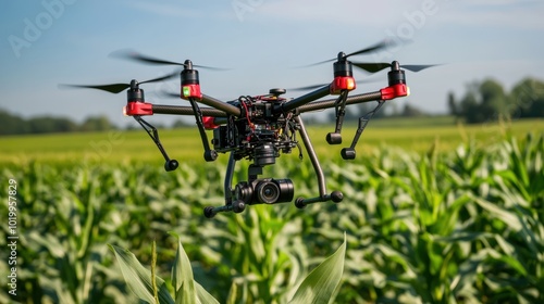 Drone Flying Over Cornfield.