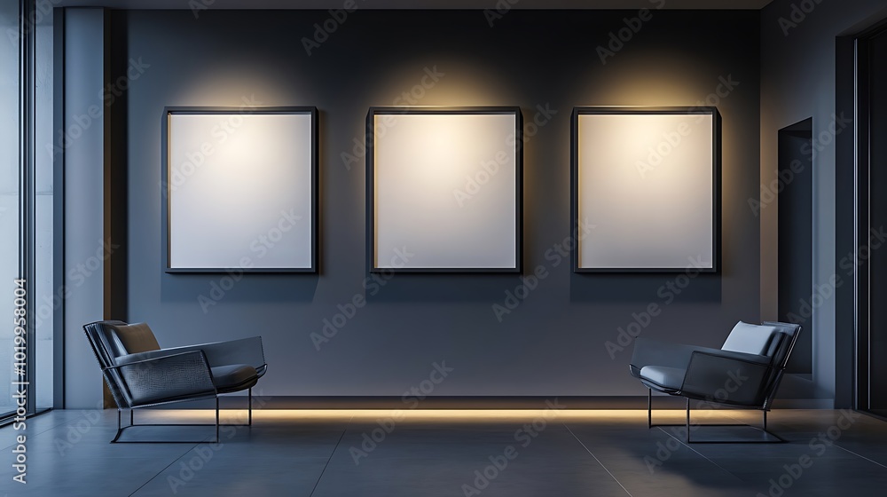 Modern Interior Design with Empty Frames Modern Interior Design with Empty Frames