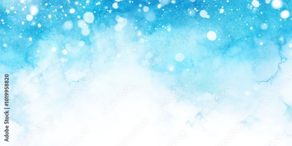 A background of blue watercolor painting of snow falling A background of blue watercolor painting of snow falling
