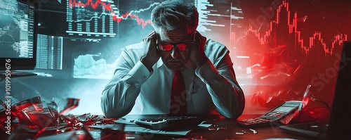Worried Businessman Surroun...