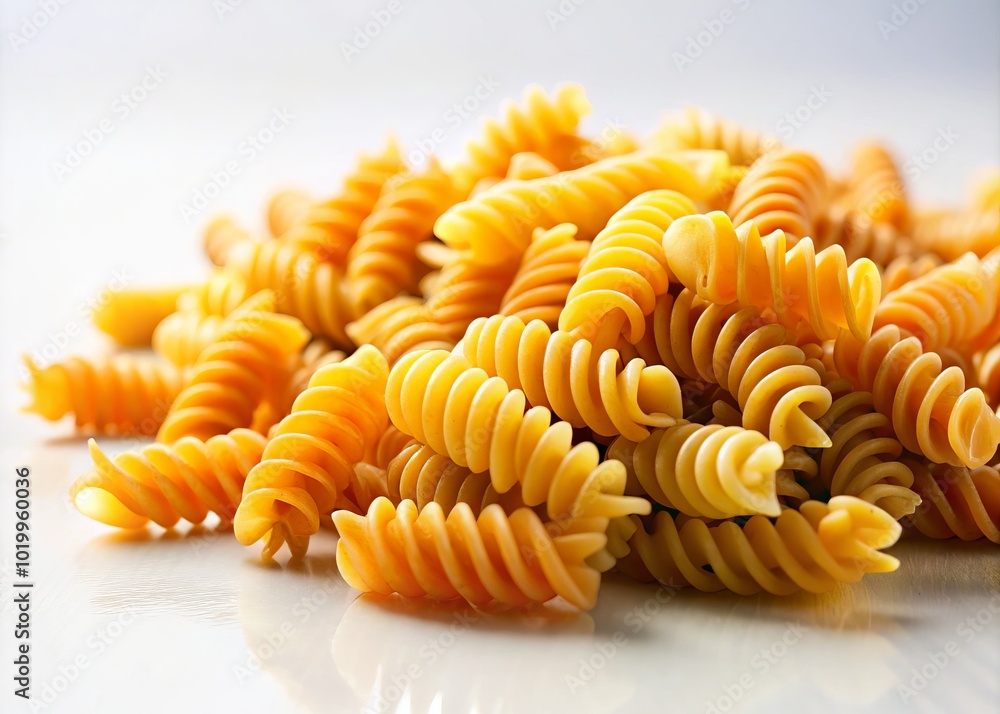 Fusilli Bucati Pasta Isolated on White Background - Low Light Photography for Culinary Art Fusilli Bucati Pasta Isolated on White Background - Low Light Photography for Culinary Art