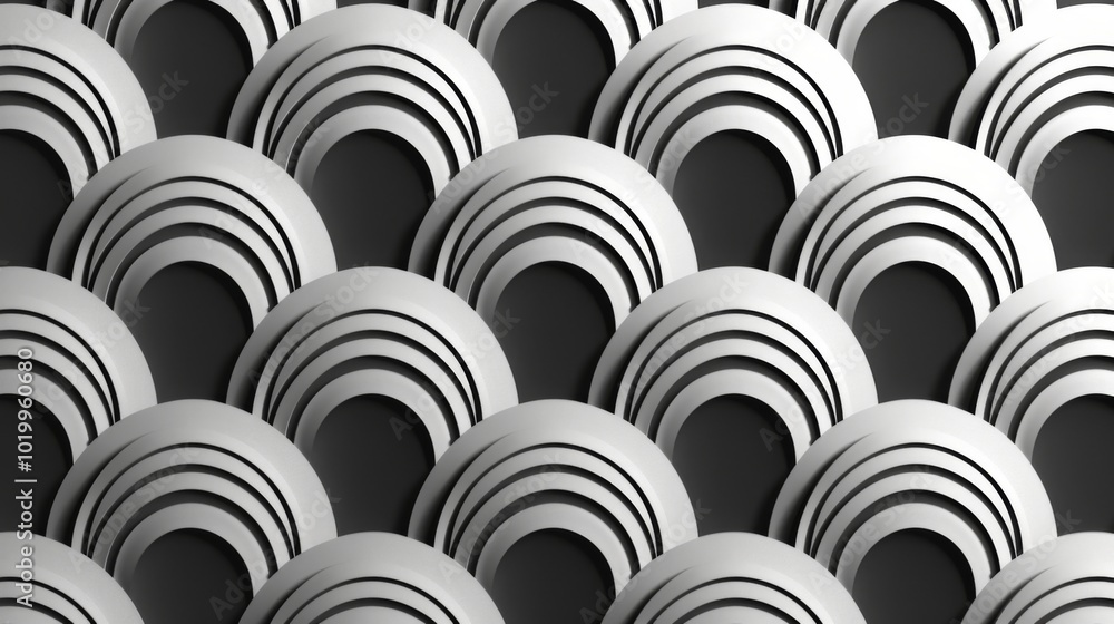 Abstract Geometric Pattern with Circular Shapes in Black and White Abstract Geometric Pattern with Circular Shapes in Black and White