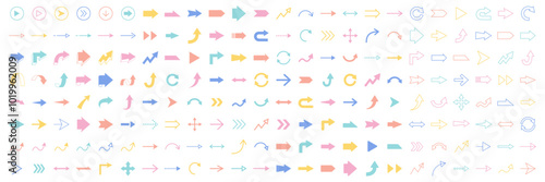 矢印のベクターイラストセット。アイコン、シンプル、線、線画