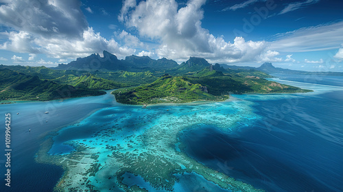 a island with blue water 