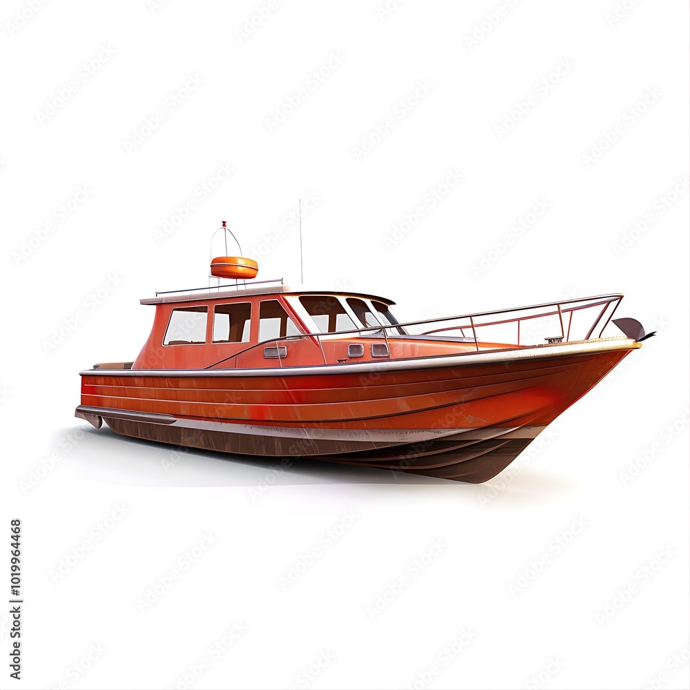 Passenger motor boat on white background