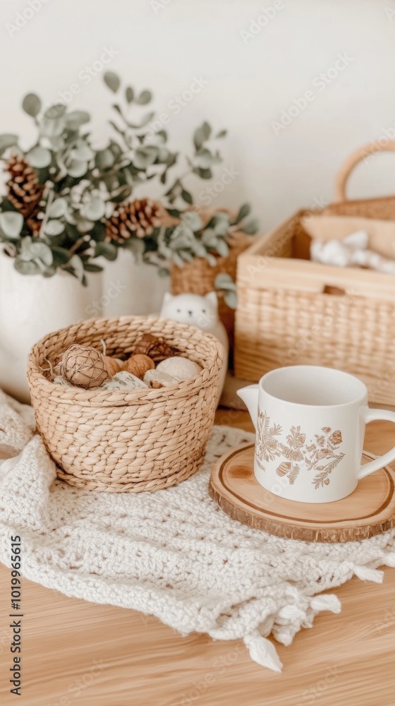A wooden table topped with a cup and saucer A wooden table topped with a cup and saucer