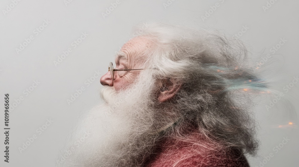 A man with a long white beard and glasses A man with a long white beard and glasses