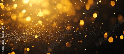 Golden Glitter and Lights on Black Background