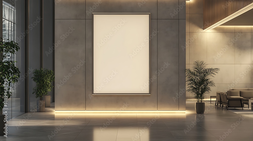 Modern Lobby Interior with Blank Canvas Modern Lobby Interior with Blank Canvas