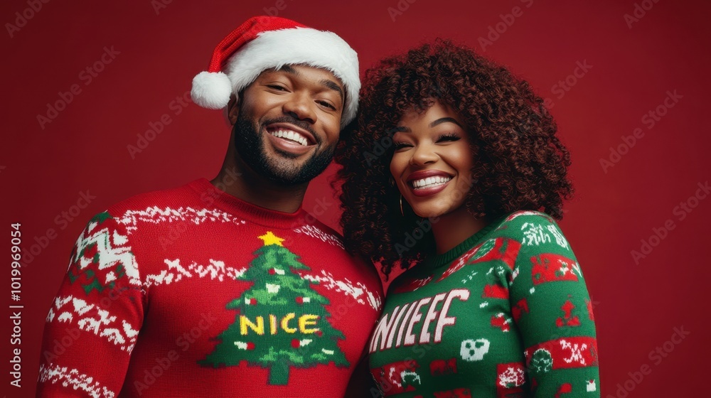 The Christmas Couple in Sweaters The Christmas Couple in Sweaters
