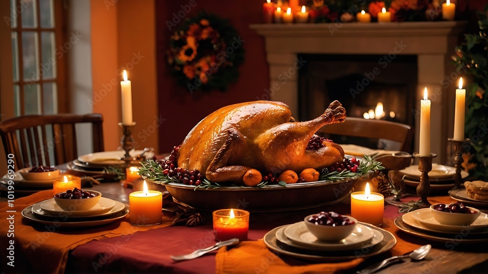 Warm Autumn Dinner Celebration with a Festive Meal Warm Autumn Dinner Celebration with a Festive Meal