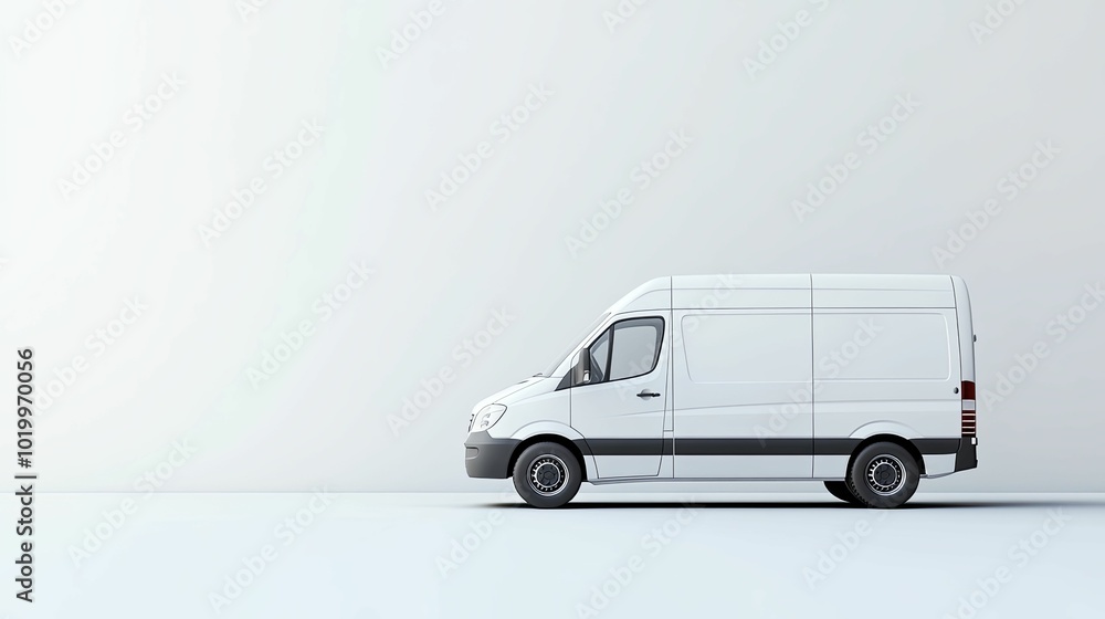 A White Delivery Van Isolated on a White Background A White Delivery Van Isolated on a White Background