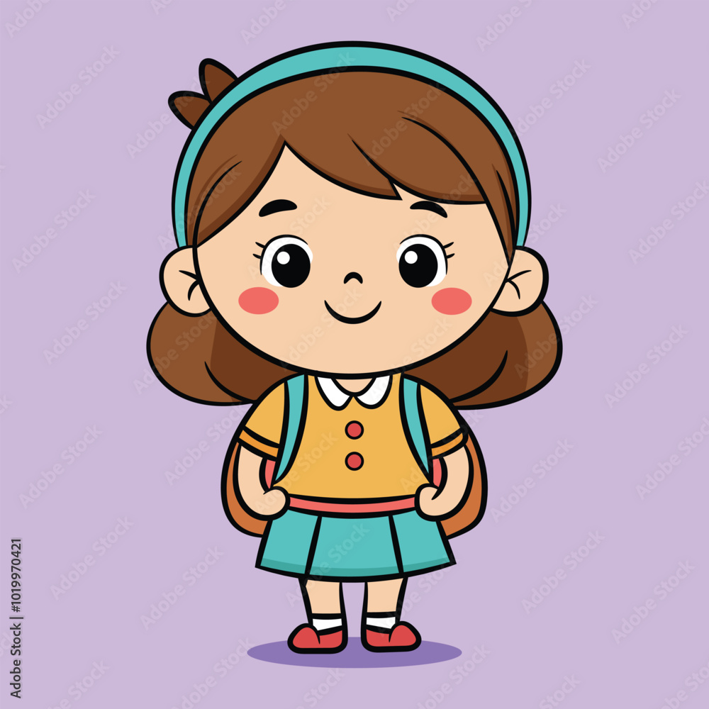 Back to School A Happy Little Girl Going to School vector cartoon character illustration Back to School A Happy Little Girl Going to School vector cartoon character illustration
