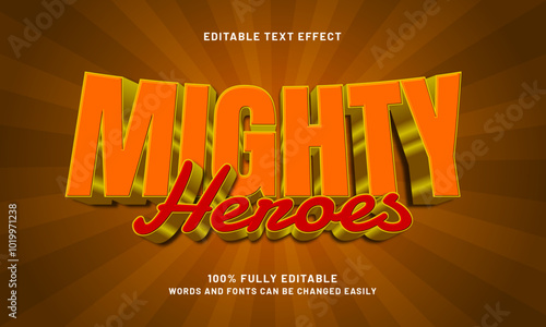 mighty heroes editable text effects with a hero and kids theme