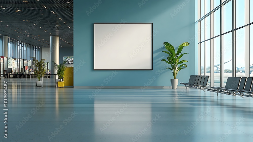 Blank Billboard in Airport Lounge Blank Billboard in Airport Lounge