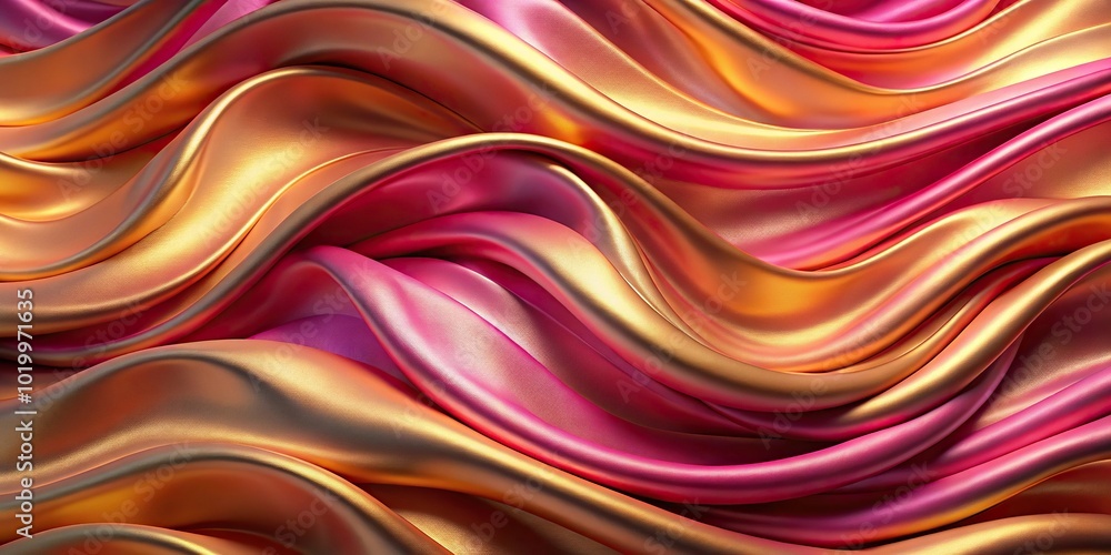 background of modern abstract wave silk fabric with pink and gold gradient background of modern abstract wave silk fabric with pink and gold gradient