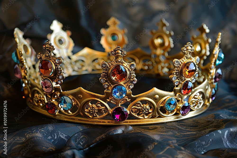 Fantastic beautiful king or queen crown from gold material for coronation Fantastic beautiful king or queen crown from gold material for coronation