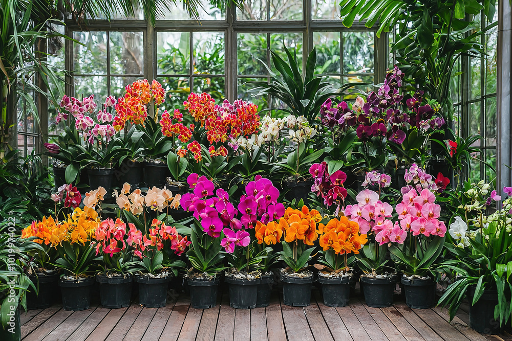 different Orchids outdoor in garden. natural different Orchids outdoor in garden. natural
