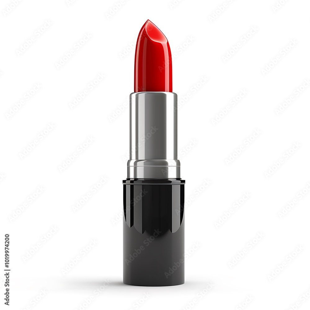 Red lipstick on white background