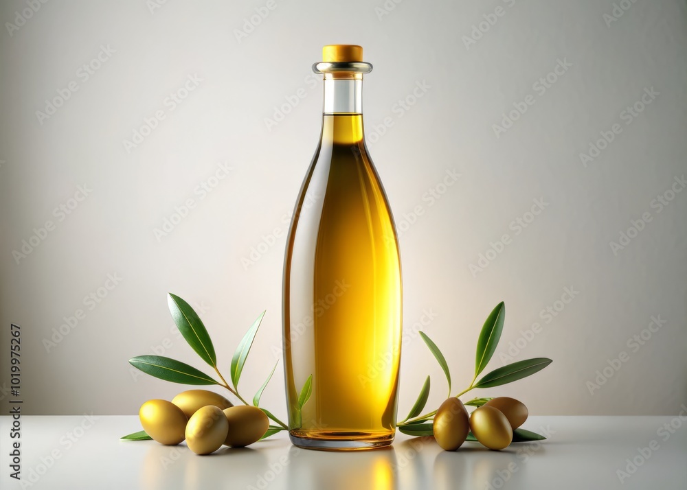 Olive Oil Bottle on White Background - Premium Quality Cooking Oil for Culinary Uses Olive Oil Bottle on White Background - Premium Quality Cooking Oil for Culinary Uses