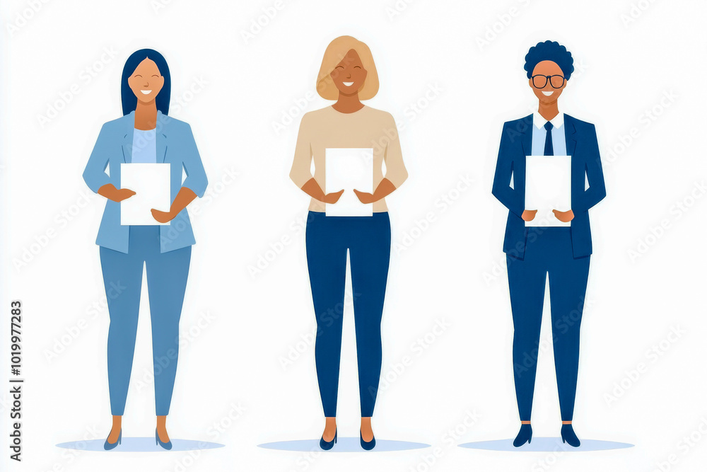 custom made wallpaper toronto digitalDiverse Professional Women Holding Blank Papers Ready for Branding