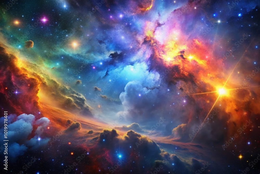 Fototapeta premium Stunning 4K Space Background with Colorful Nebulae, Stars, and Galactic Elements for Creative Use