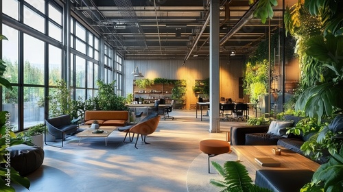 Modern Office with Greenery. photo