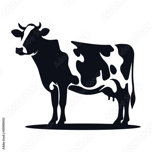 Cow black silhouette vector isolated on white background 