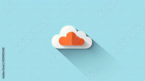 White Cloud with Orange Heart on a Light Blue Background photo