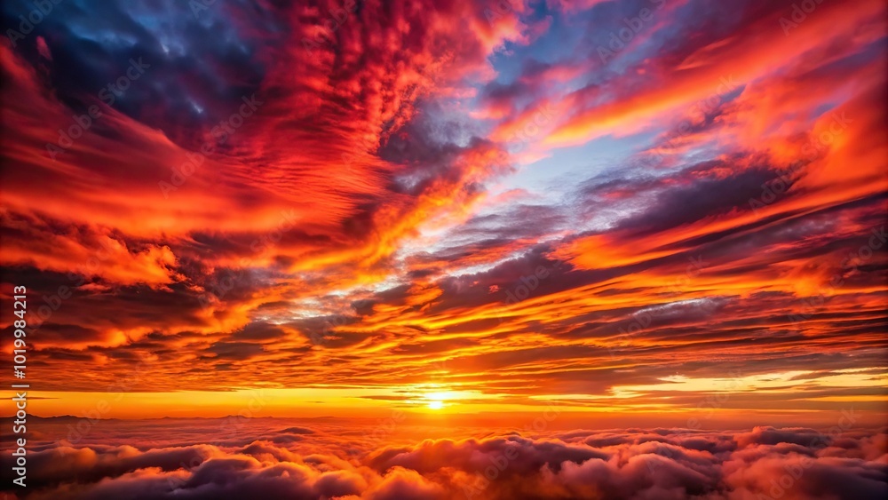 Fototapeta premium background of red sunset sky with amazing clouds