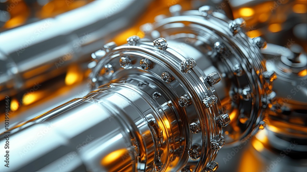 Close-up of a Shiny Metallic Gear System Close-up of a Shiny Metallic Gear System