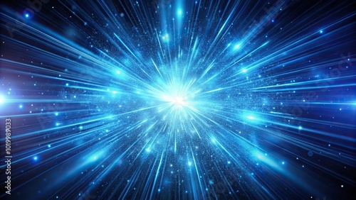 Blue light speed effect with particles in dark space background medium shot photo