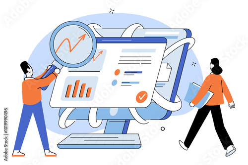 Competitors analysis vector illustration. Inspection, telescope, peers into competitive landscape, anticipating rival movements from afar Investigation, explorer, delves into uncharted territories