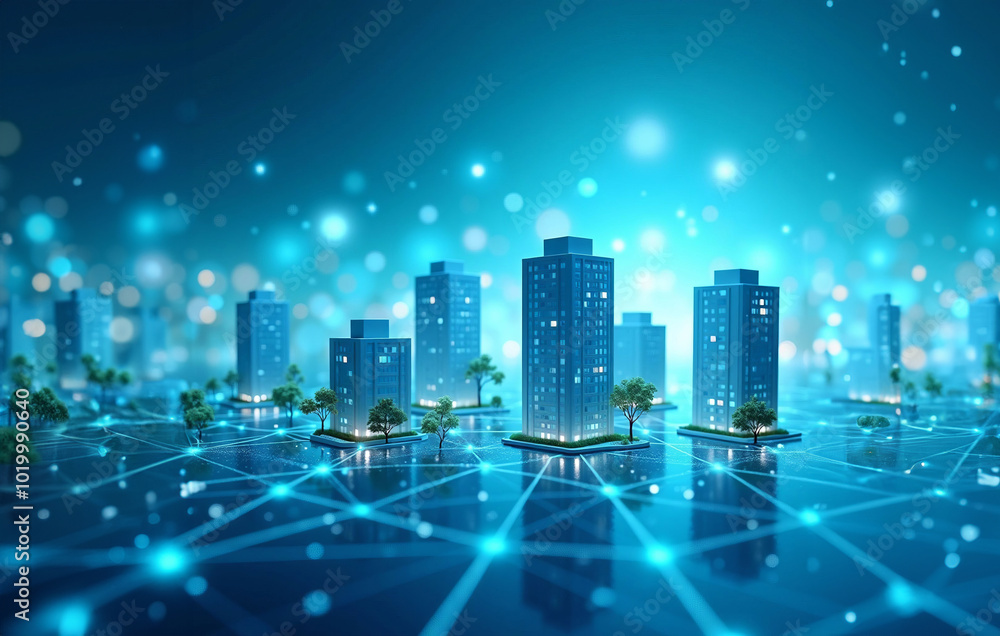 A network of modern office buildings interconnected digitally, symbolizing global collaboration, data flow, and futuristic business efficiency. A network of modern office buildings interconnected digitally, symbolizing global collaboration, data flow, and futuristic business efficiency.