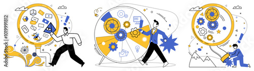 Modern product vector illustration. Modern product ideas blossom in fertile soil creative development Perspectives in innovation unveil new horizons for evolution modern products Creativity