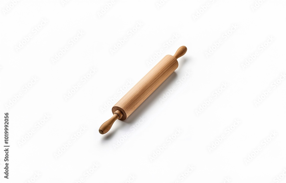 A wooden rolling pin isolated on a white background. A wooden rolling pin isolated on a white background.