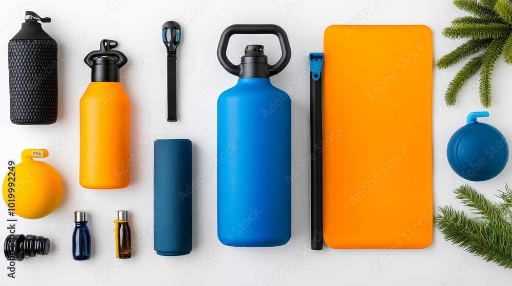 Fitness Equipment and Accessories Flat Lay with Water Bottles Yoga Mat and Fitness Ball Fitness Equipment and Accessories Flat Lay with Water Bottles Yoga Mat and Fitness Ball