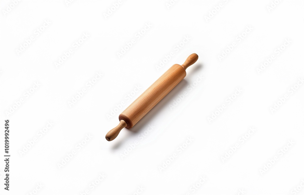 A wooden rolling pin, isolated on a white background. A wooden rolling pin, isolated on a white background.