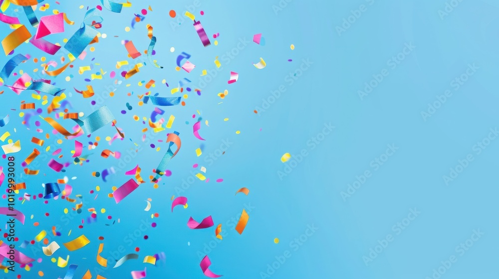 Festive confetti. Celebration. Rainbow confetti on blue background Festive confetti. Celebration. Rainbow confetti on blue background