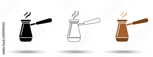 Turkish coffee icon. Turkish coffee icon on a white background, isolated. The icon has three uses in applications and websites. Vector illustration. Turkish coffee icon on a white background.