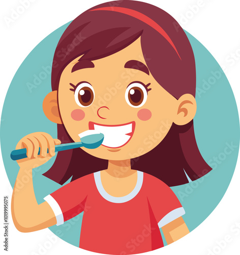 girl brushing teeth vector illustration graphic design
