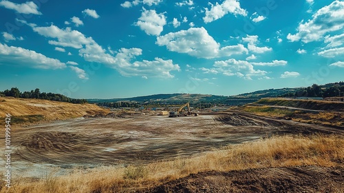 Vast Construction Site under Blue Sky