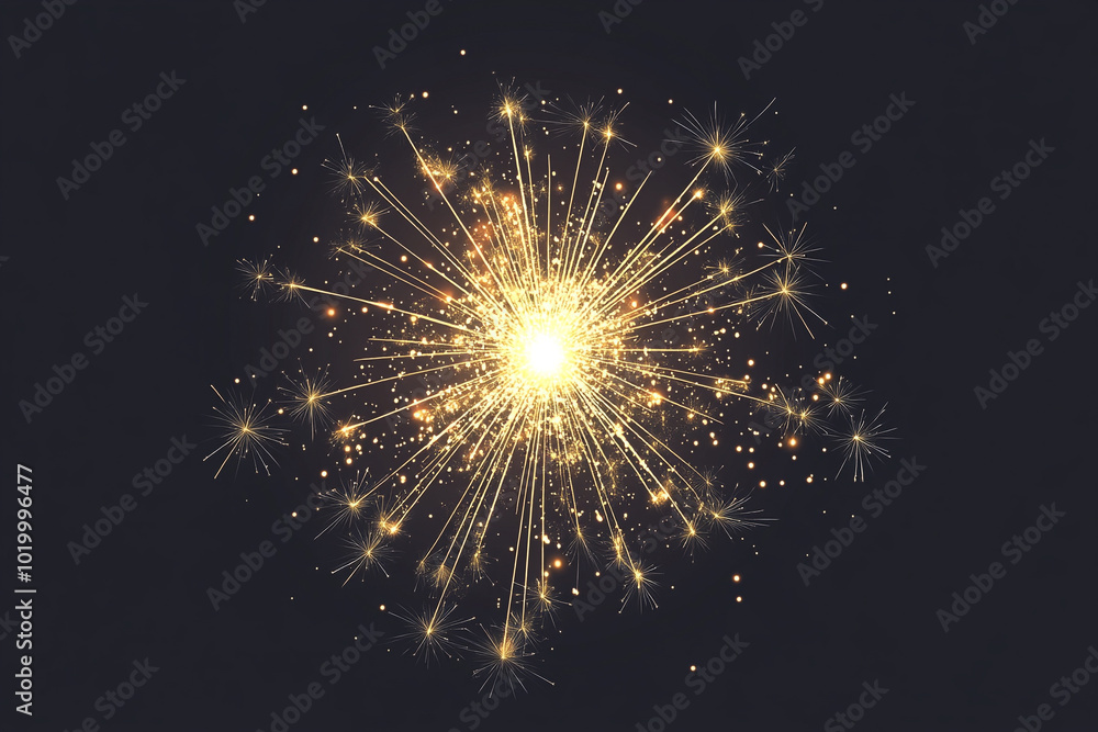 Fototapeta premium Festive fireworks with brightly shining sparks.